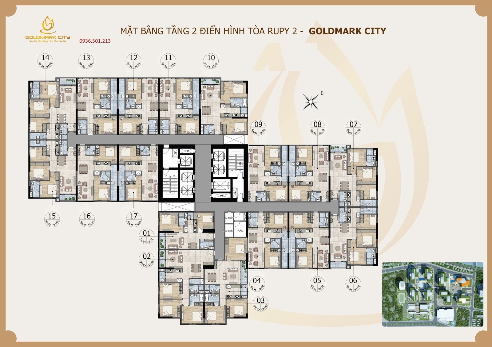 mặt bằng điển hình tòa ruby 2