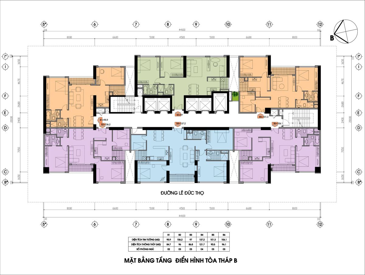 Mặt bằng dự án chung cư Sun Square - Tòa B