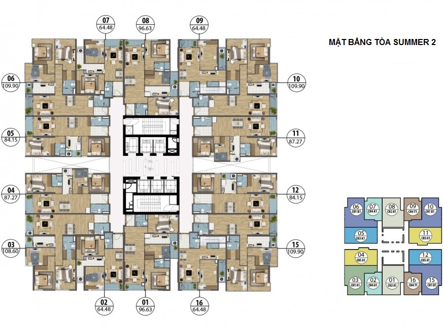 mặt bằng tòa summer 2 goldseason