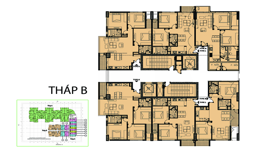 Thiết kế mặt bằng tháp B
