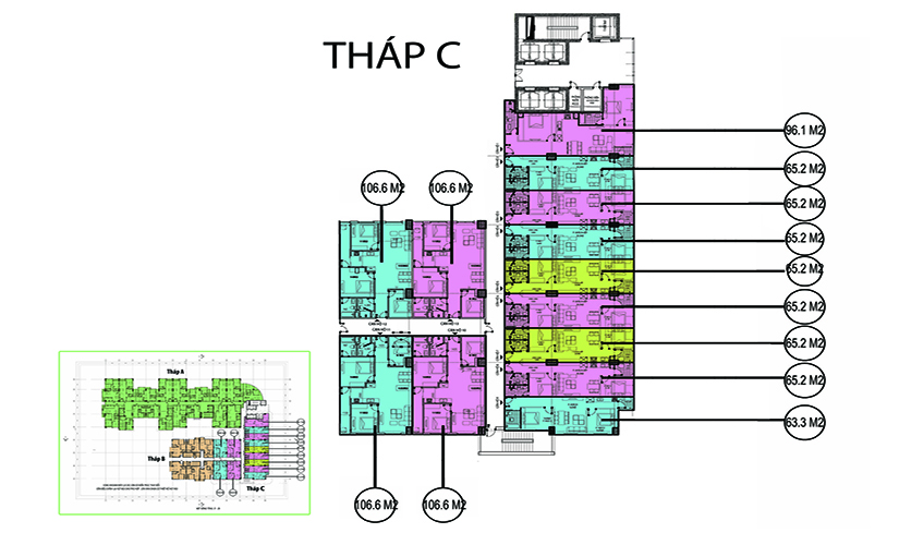 Thiết kế mặt bằng tháp C
