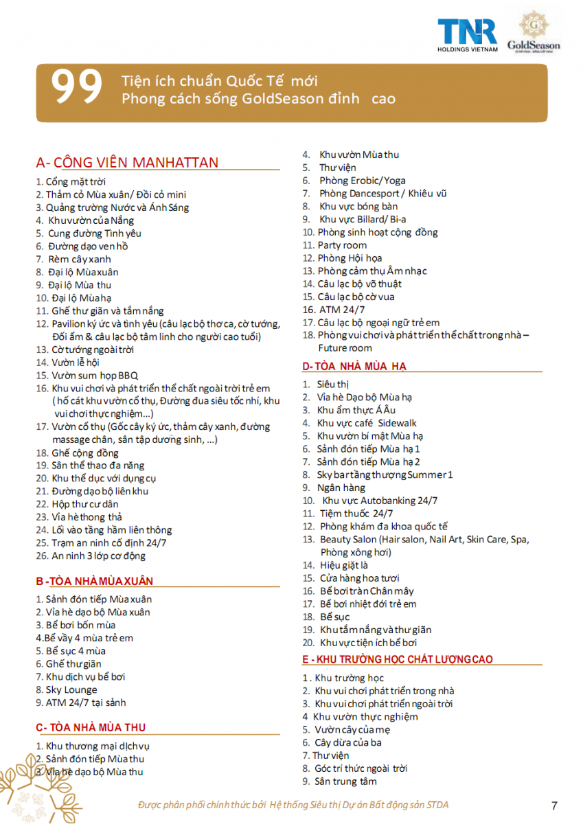 tiện ích goldseason