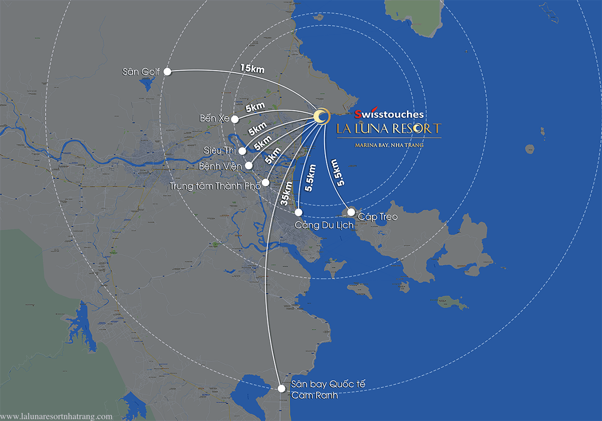Vị trí chiến lược của dự án Swisstouches La Luna Resort Nha Trang